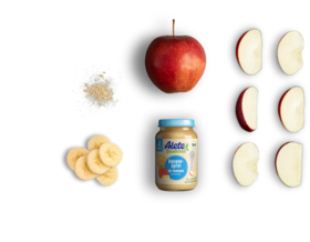 Alete bewusst Zusammensetzung Gläschen Frucht- und Getreidebrei Bio Banane Apfel Zwieback