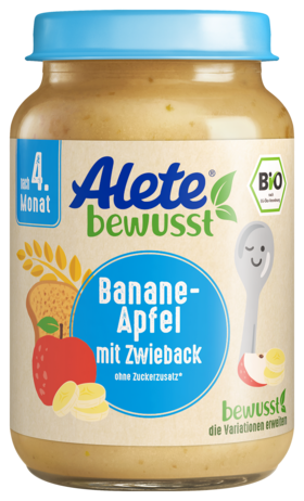 Alete bewusst Gläschen Frucht-Getreidebrei Bio Banane-Apfel mit Zwieback
