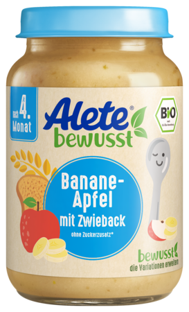 Alete bewusst Gläschen Frucht-Getreidebrei Bio Banane-Apfel mit Zwieback