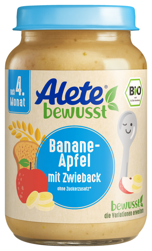 Alete bewusst Gläschen Frucht-Getreidebrei Bio Banane-Apfel mit Zwieback