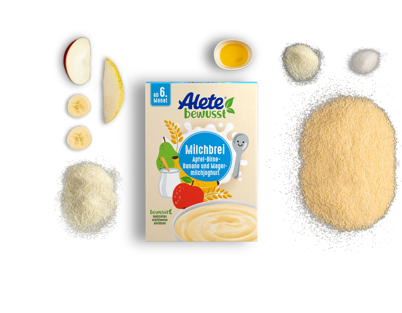 Alete bewusst Zusammensetzung Milchbrei Joghurt Apfel Birne Banane