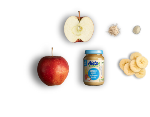Alete bewusst Zusammensetzung Gläschen Frucht- und Getreidebrei Bio Banane Apfel Vollkorngetreide