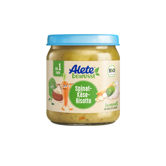 Alete bewusst Gläschen Menü Spinat Käse Risotto