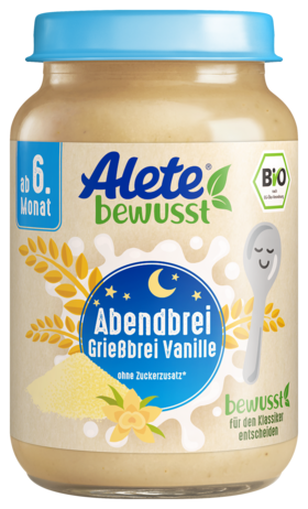 Alete bewusst Gläschen Abendbrei Griessbrei Vanille
