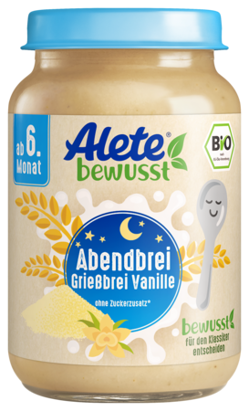 Alete bewusst Gläschen Abendbrei Griessbrei Vanille