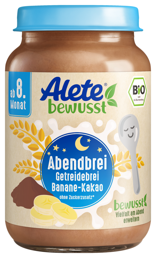 Alete bewusst Gläschen Abendbrei Getreidebrei Banane-Kakao