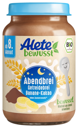 Alete bewusst Gläschen Abendbrei Getreidebrei Banane-Kakao