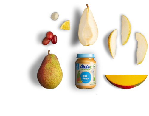 Alete bewusst Zusammensetzung Gläschen Fruchtbrei Bio Birne Mango