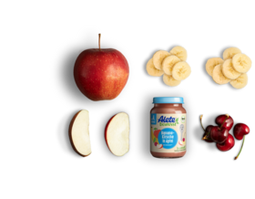 Alete bewusst Zusammensetzung Gläschen Fruchtbrei Bio Banane Kirsche in Apfel