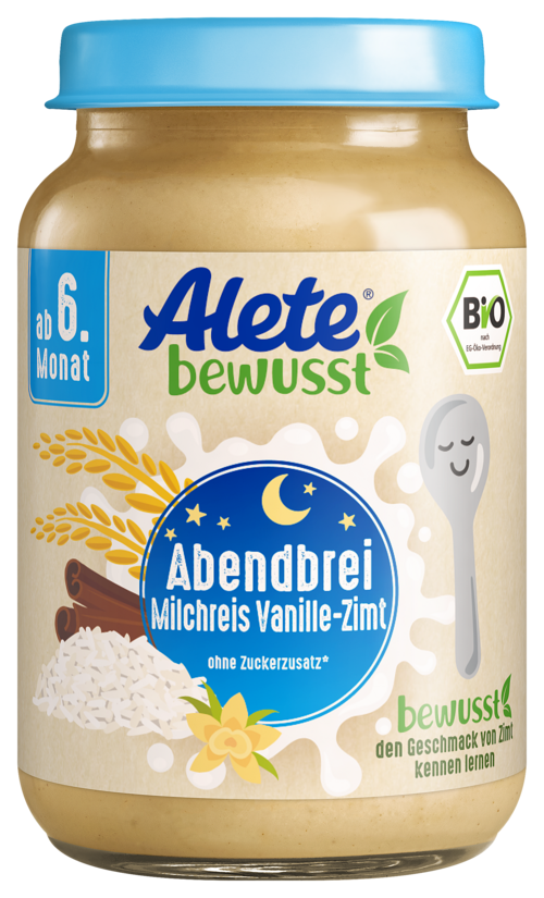 Alete bewusst Gläschen Abendbrei Milchreis Vanille Zimt