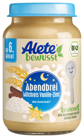 Alete bewusst Gläschen Abendbrei Milchreis Vanille Zimt