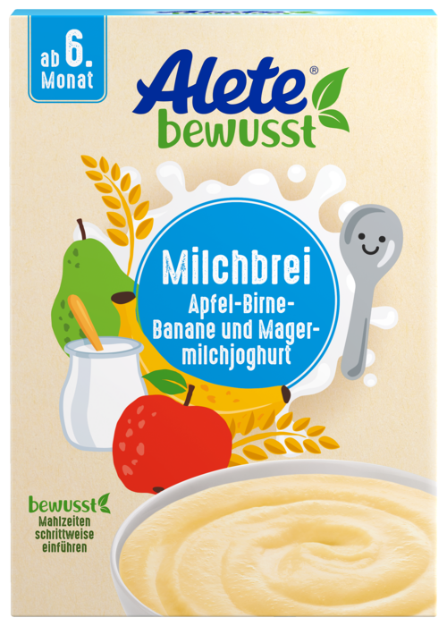 Alete bewusst Milchbrei Joghurt Apfel Birne Banane