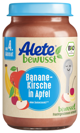 Alete bewusst Gläschen Fruchtbrei Bio Banane Kirsche in Apfel