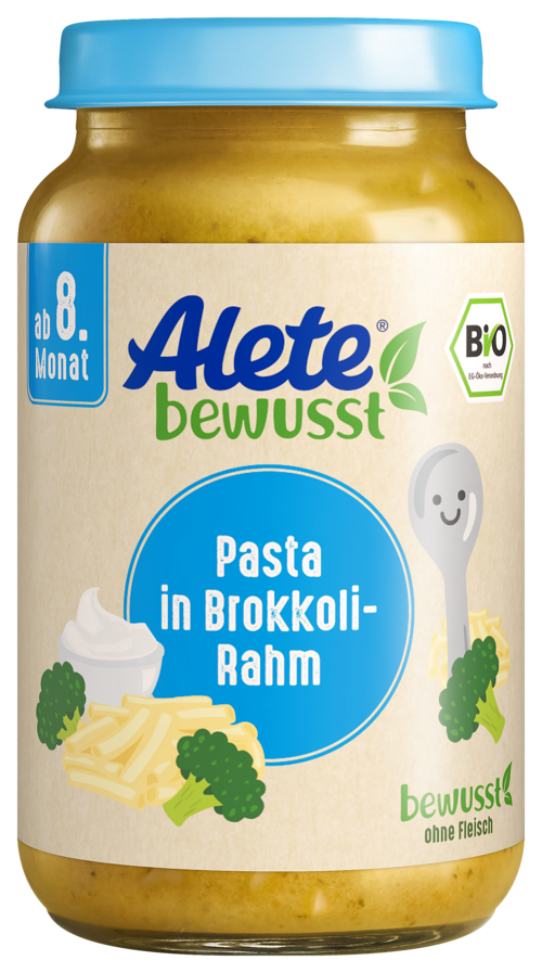 Alete bewusst Gläschen Menü Pasta in Brokkoli-Rahm